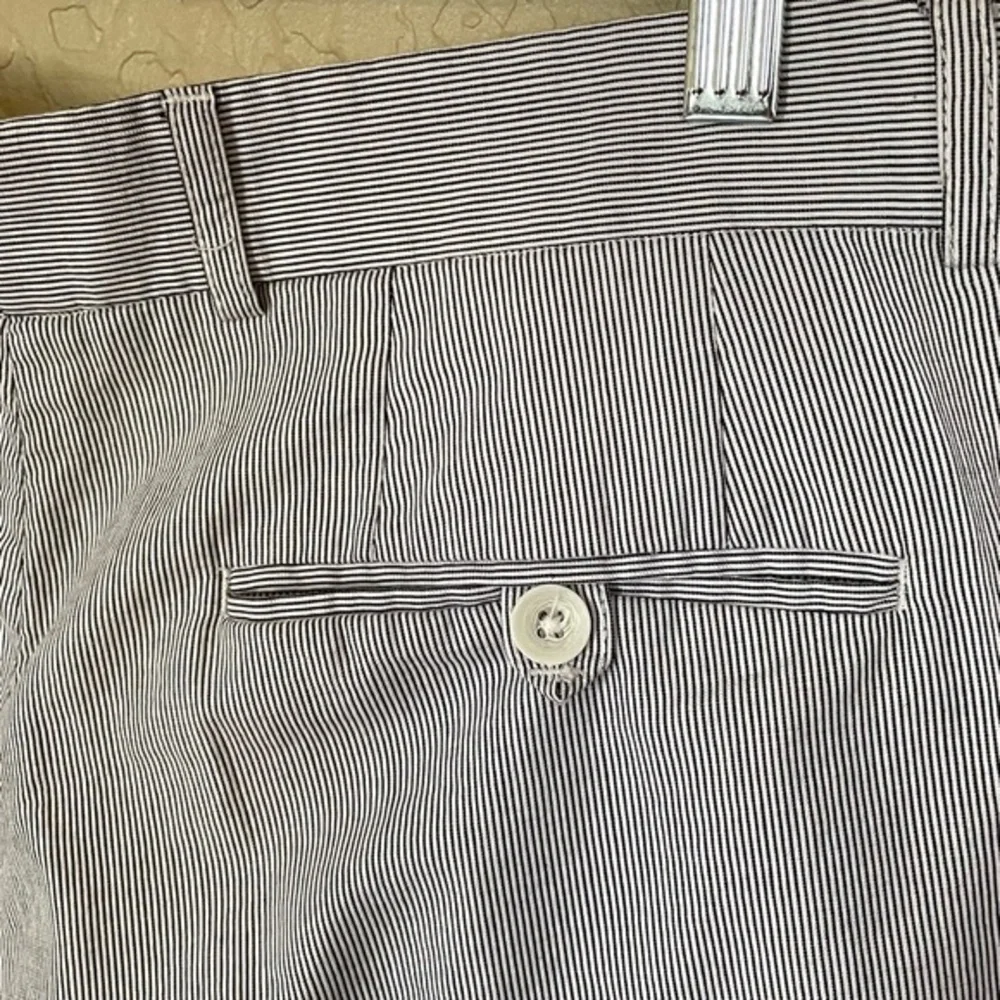 Alan Flusser Blue and White Striped Seersucker Pants 100% Cotton Size 34/30‎